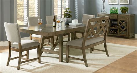 This means dining benches have been brought into a new level. Omaha Dining Room Set w/ Bench and Upholstered Chairs ...