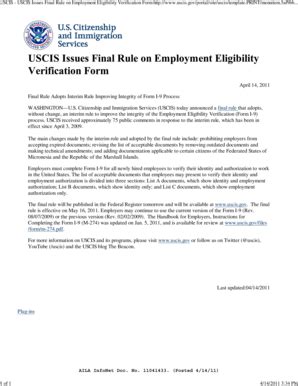 Fillable Online USCIS Issues Final Rule On Employment Eligibility