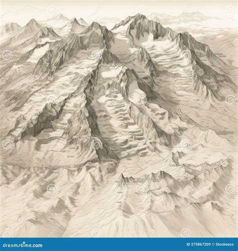 Detailed Tundra Drawing Of Glockner Group Stock Illustration