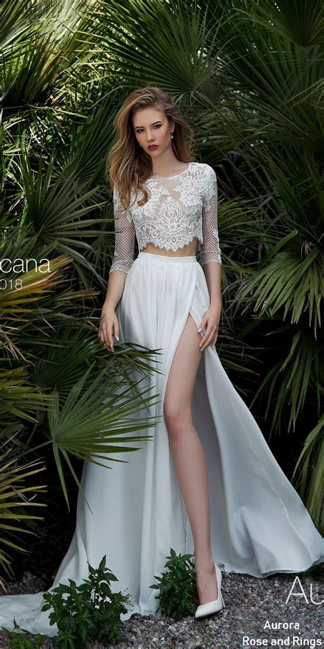 The wedding dress creator name and program are registered ® trademarks and protected by all applicable domestic and international intellectual property laws. Simple boho two pieces lace wedding dress TROPICANA | Roses & Rings | Weddings, Fashion ...