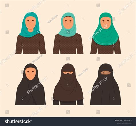 Types Islamic Veils Set Musilm Woman Stock Vector Royalty Free 2247010019 Shutterstock
