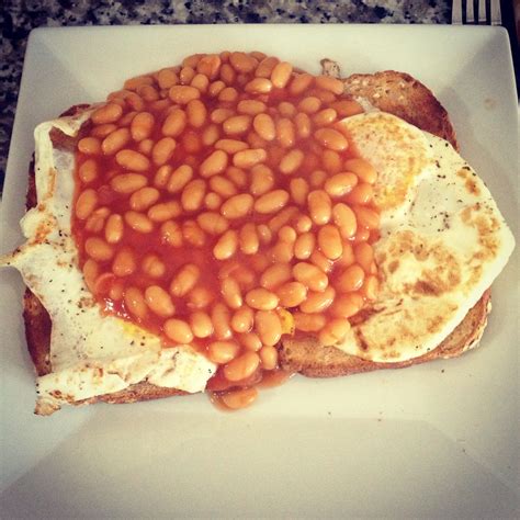 British Breakfast Heinz Beans On Fried Eggs On Toast Brilliant