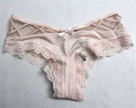 Victorias Secret Very Sexy Crisscross Lace Trim Mesh Cheeky Panty Pink Ivory Xs For Sale Online