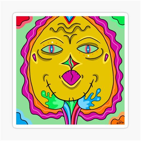 Trippy Face Psychedelic Digital Art Design Sticker By R0bart