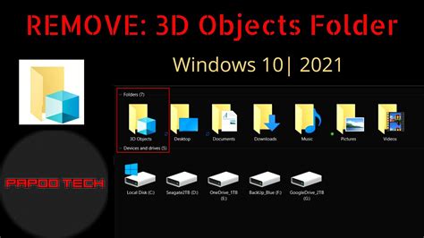 How To Remove 3d Objects Folder From Windows 2021 Youtube