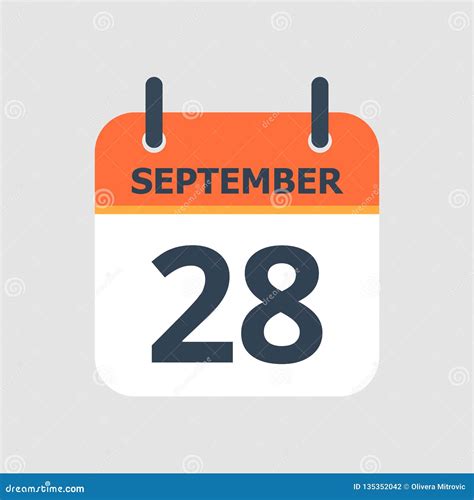 Calendar 28th Of September Stock Vector Illustration Of Annual 135352042