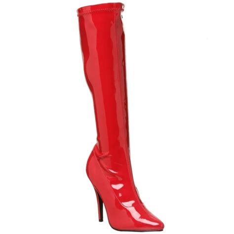 Large Size Red Patent Knee Boots