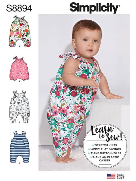 Simplicity Baby Rompers Sewing Pattern 8894 At John Lewis