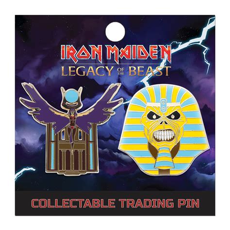 Iron Maiden Legacy Of The Beast Lapel Pin Set 2 Pharaoh Eddie