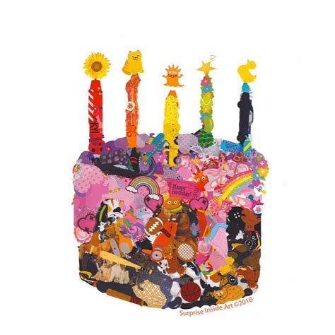 Birthday Cake Collage 5x7 Metallic Photo Print Etsy