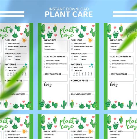 Printable Plant Care Template Printable Templates Free
