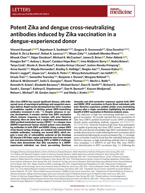 potent zika and dengue cross neutralizing antibodies induced by zika vaccination in a dengue