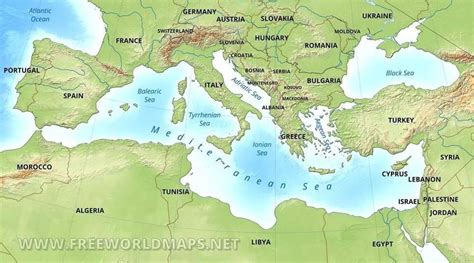 Map Of The Mediterranean Region Including Mediterranean Europe The