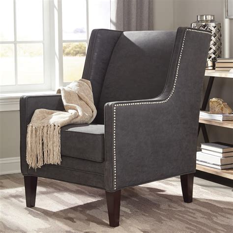 Shop our best selection of patterned accent chairs to reflect your style and inspire your home. Wingback Modern Design Living Room Charcoal Grey Accent ...