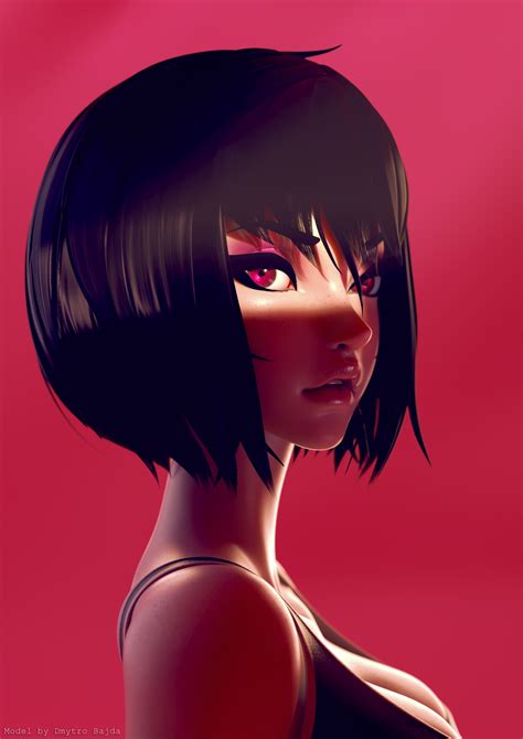 Wallpaper Anime Girls Face Dark Hair Simple