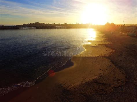 Aerial Image Of An Pacific Ocean Beach Sunset Santa Cruz California