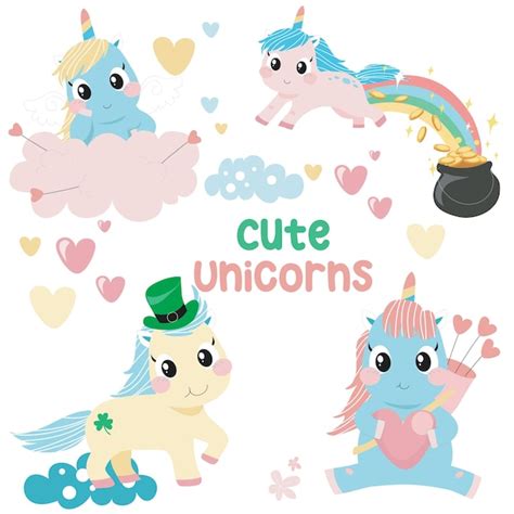 Premium Vector 2 Cute Unicorns Stickers