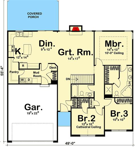 Simple Single Story Home Plan 1550 Sq Ft 62492dj Architectural