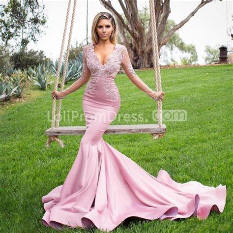 Shop with afterpay on eligible items. 49%OFF Pink Long Prom Dresses 2020 Mermaid V-Neck Long ...