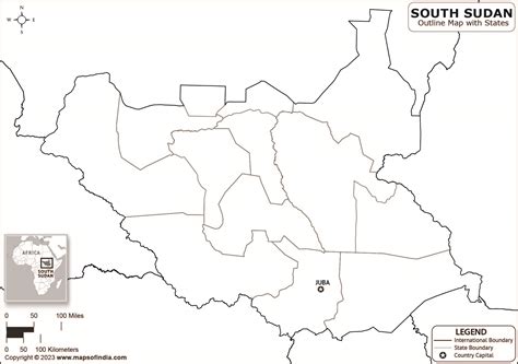 South Sudan Outline Map South Sudan Outline Map With State Boundaries