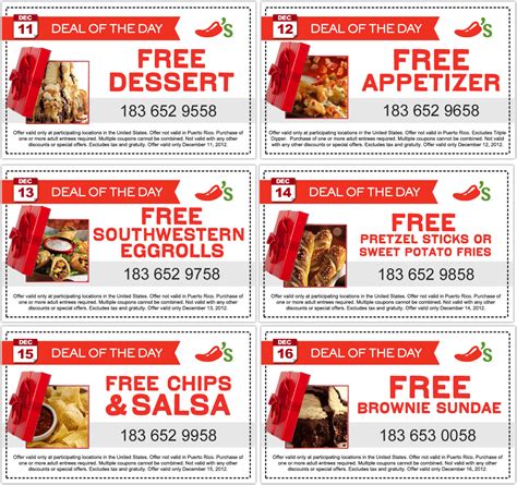 Free appetizer coupon when you sign up for emails. Free appetizer day and more this week at Chilis ...