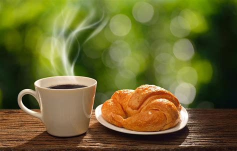 Wallpaper Coffee Breakfast Morning Cup Hot Coffee Cup Good Morning Breakfast Croissant