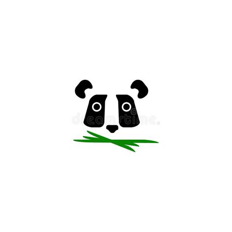 Panda Logo Simple Design Silhouette Of A Panda`s Head And Green Grass