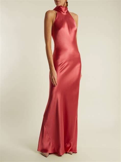 Click Here To Buy Galvan Halterneck Silk Satin Gown At Matchesfashion