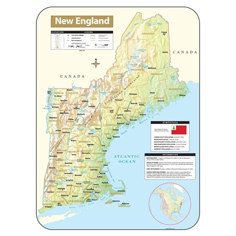 New England Shaded Relief Map The Map Shop