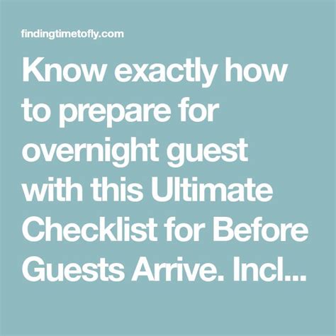 Ultimate Checklist Before Guests Arrive Overnight Guests Printable