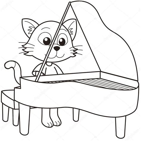 Gato De Dibujos Animados Tocando Un Piano 2023