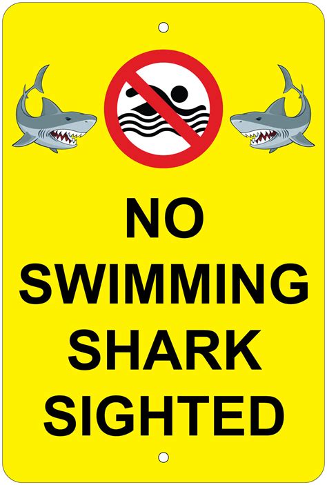 No Swimming Shark Sighted Warning 8x12 Aluminum Sign Ebay