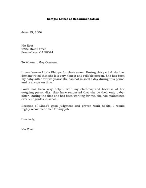 sample recommendation letter  projects