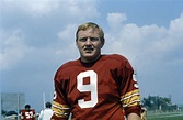 Washington football legend Sonny Jurgensen leaving the broadcast booth ...