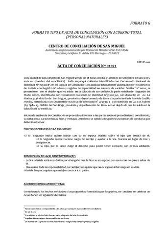 Modelo De Demanda De Ejecucion De Acta De Conciliacion Pago De Soles