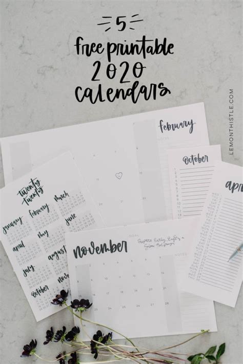 2020 Free Printable Calendars Lolly Jane