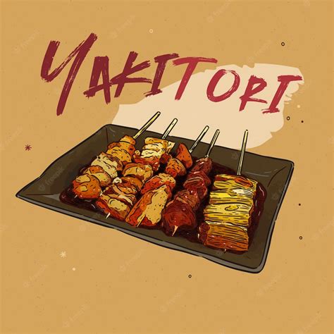 Premium Vector Yakitori Skewers Hand Drawn Japanese Food