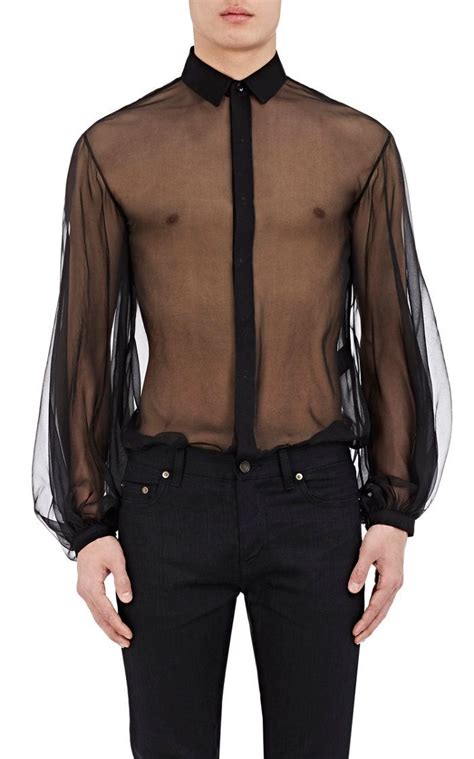 Saint Laurent Sheer Silk Chiffon Shirt 890 Saint Laurents Black Sheer Silk Chiffon Shirt Is