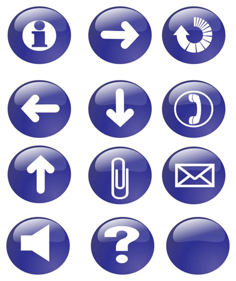 Blue Glossy Icon Buttons Vector Download