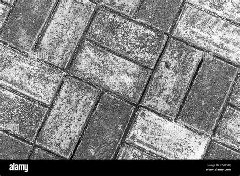 Rough Gray Cobble Road Background Photo Texture Top View Stock Photo