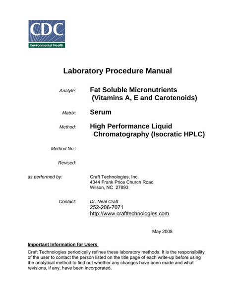 Pdf Laboratory Procedure Manual Method Nist Srm Is Analyzed During