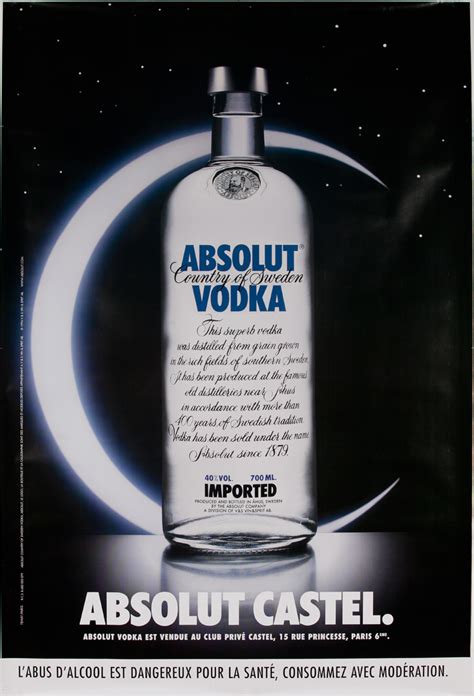 Absolut Vodka Original French Advertising Poster Castel David Pollack