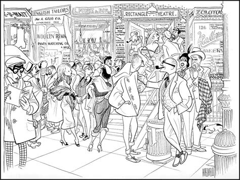 Off Broadway Theatre Audience Intermission By Hirschfeld 1956 Culture