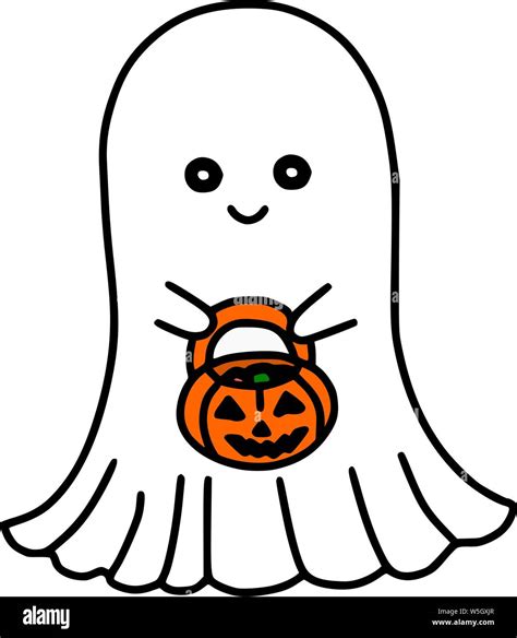 Cute Sheet Ghost Vector Halloween Cartoon Illustration Stock Vector