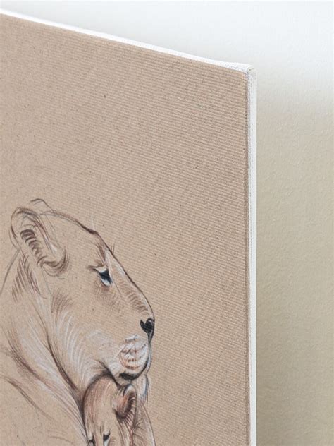 A Mothers Pride Lioness And Cub Original Pencil Drawing Mounted