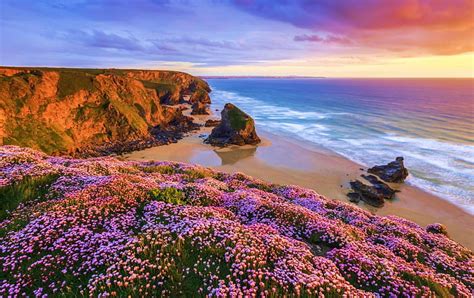 720p Free Download Sunset At The Coast Of Cornwall England Rocks