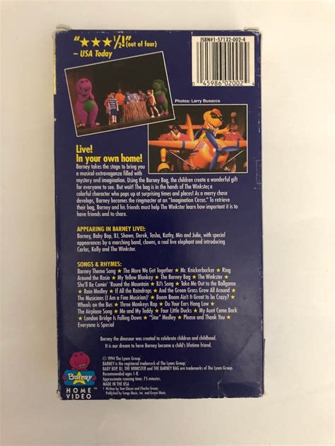 Barney Live In New York City Vhs Classic Collection Ebay