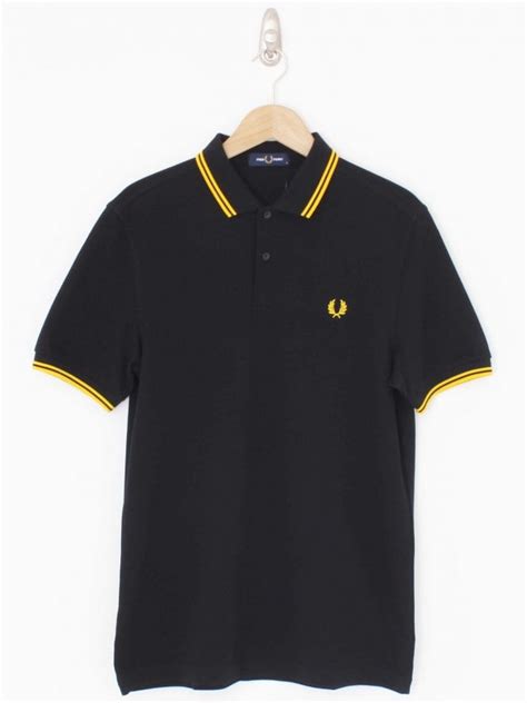 Fred Perry Twin Tipped Polo In Blackyellow Northern Threads