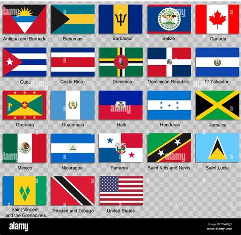 All Flags Of North America Vector Illustration Stock Vector Image