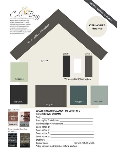 Off White Exterior Home Color Palette Sherwin Williams Etsy In 2021
